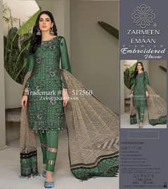 3 pcs women unstitched viscose Embroided suit