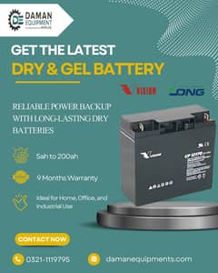 Long & Vision Dry Batteries | 5Ah to 200Ah | 9 Months Warranty