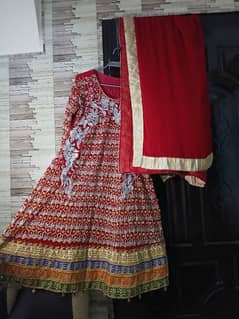 Red frock with dupata