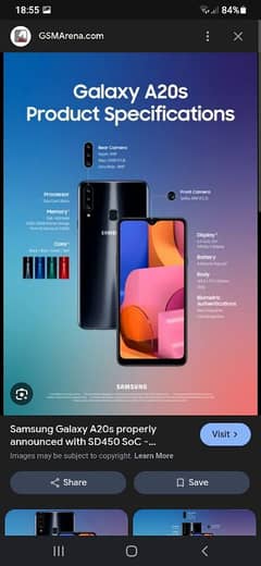 Galaxy A20s 3/32 dual sim official pta approved