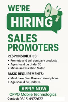 We Are Hiring Sales Promoters For Karachi