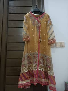 Angrakha Frock With Lehenga and Dupatta