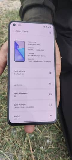 1 Plus 9  5G 8/128 PTA Approved  Single Sim  Back Broken