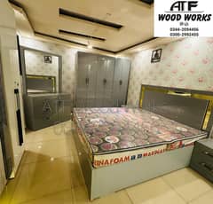 Bed Set/Wooden Bed/Double Bed/King Size Bed/luxury bed with side tabl