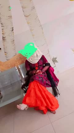 (3 piece Dress) Frok + Sharara with triple plate + Dupatta