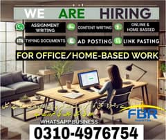 Online Part time/full time/home job/Assignments/Typing/Data entry/Ads