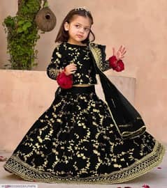 *Product Name*: Girl's Embroidered Raw Silk Shirt And Skirt Set -