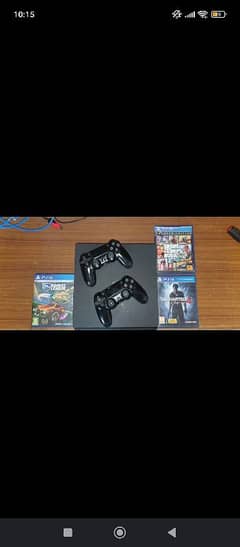 PS4 SLIM 1 TB WITH 2 CONTROLLERS AND 3 GAMES