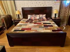 Designer bed set side table and dressing without mattress