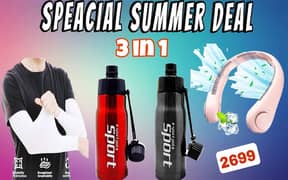 Ultimate 3-in-1 Summer Deal: Neck Fan + cool water bottle