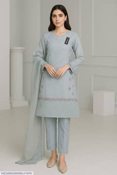 3 pcs Women's Stitched Embroidered Suit