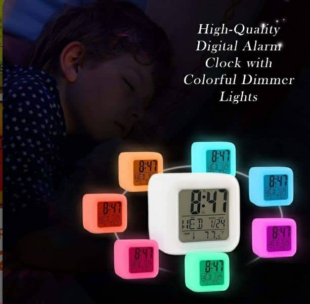 Digital Table Clock 7 Color Big Size Digital Screen 3