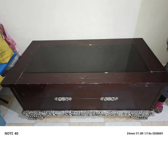 6 seater sofa with covers, 3 side tables 5