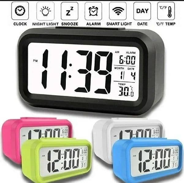 Digital LCD Alarm Clock with Calendar  Thermometer 0