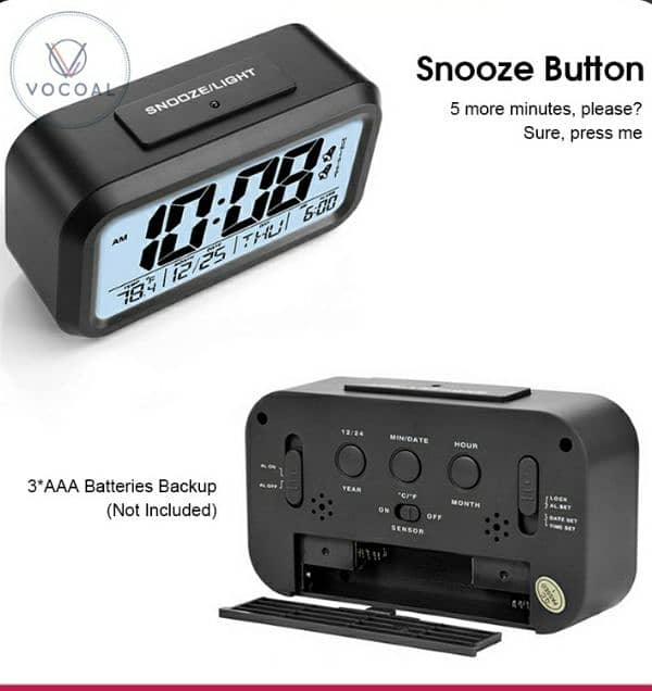 Digital LCD Alarm Clock with Calendar  Thermometer 1