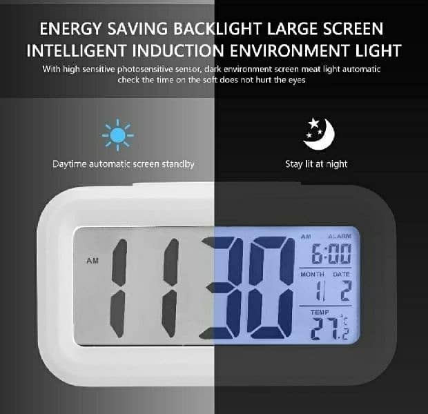 Digital LCD Alarm Clock with Calendar  Thermometer 2