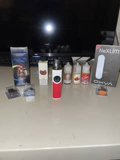 Oxva nexlim kit with 3 brand new pods, and 4 juices