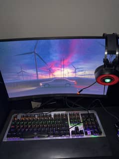 Gaming pc curve lcd mouse keyboard pc