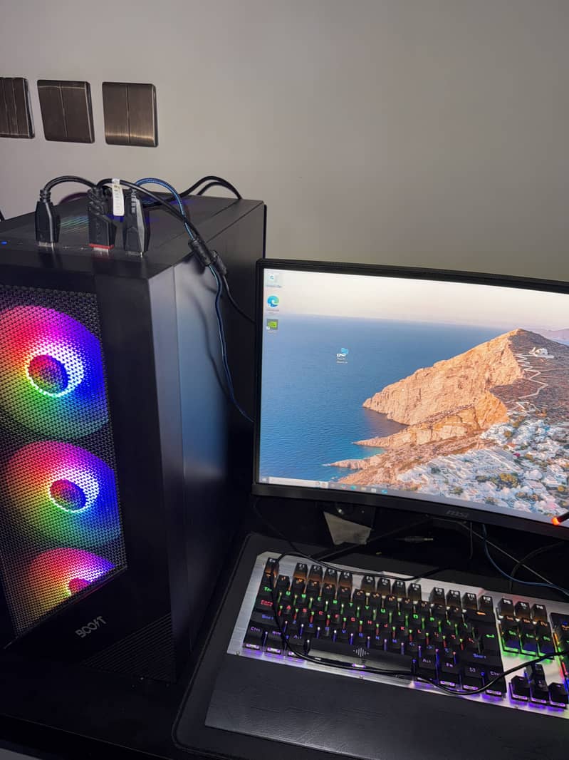 Gaming pc curve lcd mouse keyboard pc 2