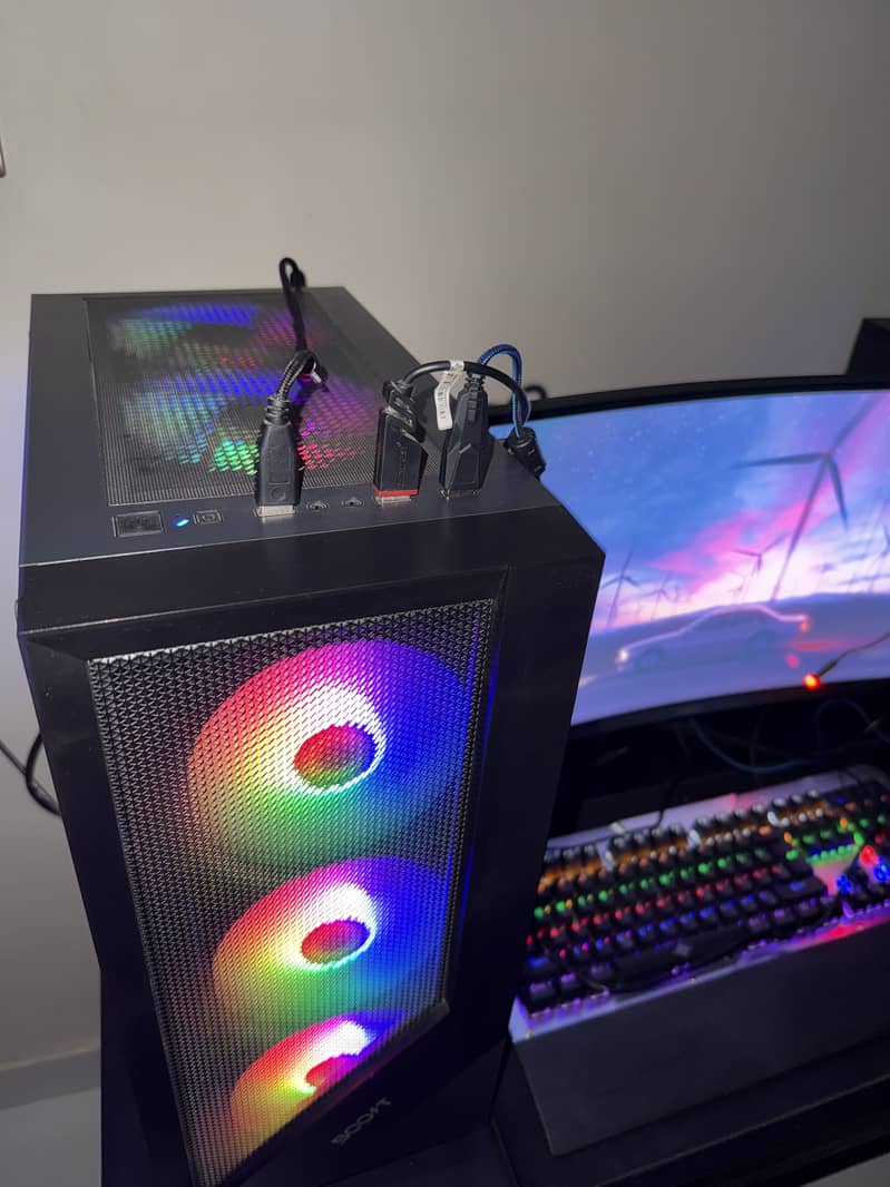 Gaming pc curve lcd mouse keyboard pc 6