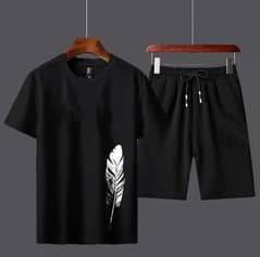 2 Pcs Men's Jersey Printed T-Shirt & Shorts