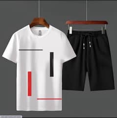 2 Pcs Men's Cotton Printed T-Shirt & Shorts Tracksuit