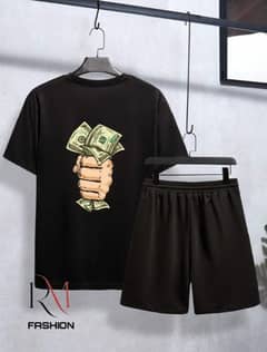 Dollar Printed Cotton Half Sleeves O Neck Short & Tshirt