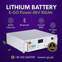 E-Go Power LiFePo4 lithium battery 24V 100Ah, 200Ah