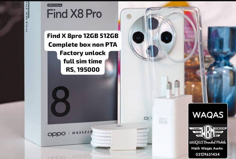 find X 8pro 12GB 512GB complete box non PTA full sim time brand new 0