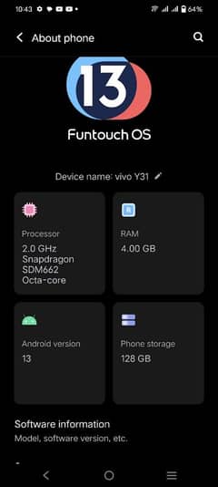 vivo y31 4/128 official pta approve only mobile