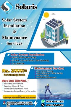 Solar panels cleaning service starting price = 1500