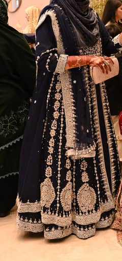 Heavy large size maxi with one sided heavy dupata navy blue colour
