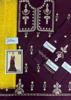 Girls lawn Embroidered unstitched suit