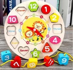 Wooden Sorting Clock Toy for Toddlers 1-3 Years Old, Montessori Shape