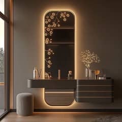 Dressing table,bedroom wall,profile lights,frosted paper,3d panel,roll