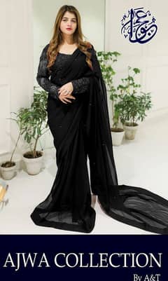 Embroidered Stitched Saree