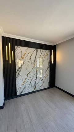 Media wall, wooden floor, epoxy flooring, wallpaper, panel 03147093270