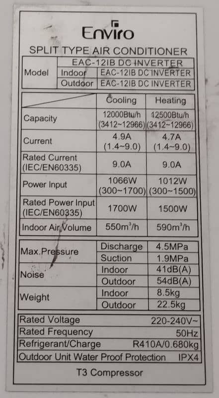 Enviro by Haier T3 1 Ton Heat & Cool DC Inverter 2
