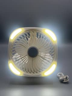 Rechargeable Fan with light Efficient 2000mAh Battery Power free cod