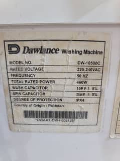 DAWLANCE WASHING MACHINE D 10500 C