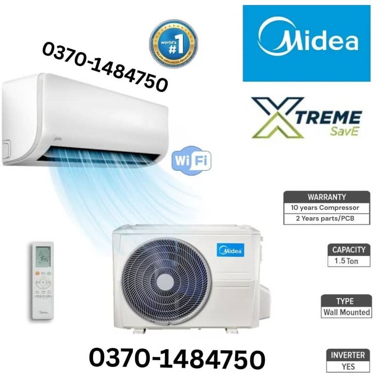 Midea xtreme 1 Ton inverter AC, T3 Air conditioner with delivery 0