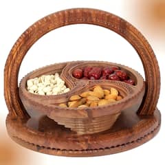 Handmade Wooden Dry Fruit Basket Foldable