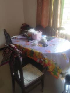 dining table wooden large size with 6 chairs