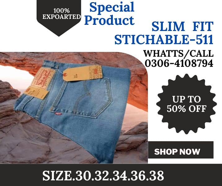 slim fit steachable premium 511 for men jeans pent exported 0