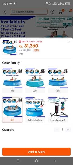 Intex swimming pool 12ft
