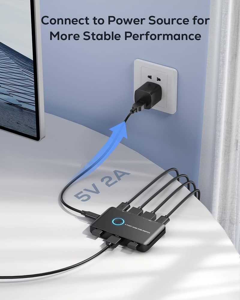 KVM Switch HDMI 2 Port Box,ABLEWE USB and HDMI Switch for 2 Computers 3