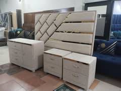 Bed set / Bedroom set / Bed dressing and side tables in texture fabric