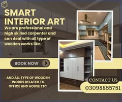 Wooden work/Kitchen cabinets/Wardrobes/Carpenter/Cupboard/wood art