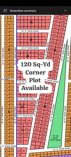 Corner West Open Plot 120 Sq-Yd Old Block North Town Residency Phase 1