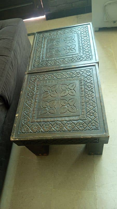 l shaped sofa with two tables in good condition for  sales 3
